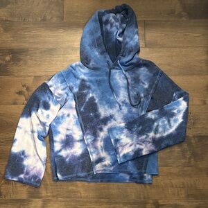 Vintage Havana Blue and White Tie-Dye Hoodie